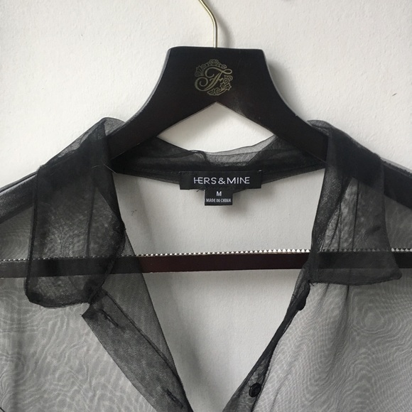 Mendocino mesh organza black tie front blouse - Picture 6 of 9